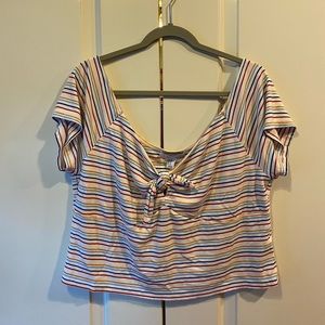 Forever 21 striped, front tie  crop top